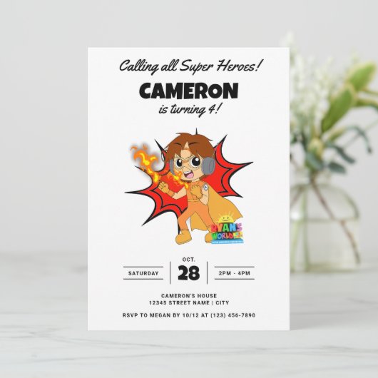 Invitation Ryan's World Comic Anniversaire (Debout devant)