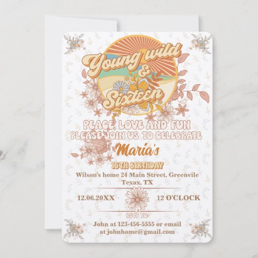 Invitation Rythme rétro le 16ème anniversaire super ultime (Devant)