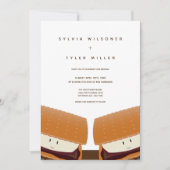 Invitation S’more Illustration Mariage blanc Brown vertical (Devant)
