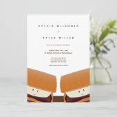Invitation S’more Illustration Mariage blanc Brown vertical (Debout devant)