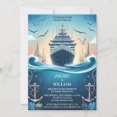 Invitation Sa corde Knot Bateau Navire Marine Blue Nautical M (Devant)