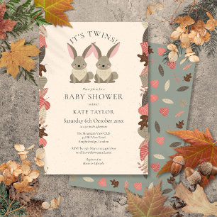Invitation Sa Fête de Bébé Sprinkle Animaux de la Forêt Jumea