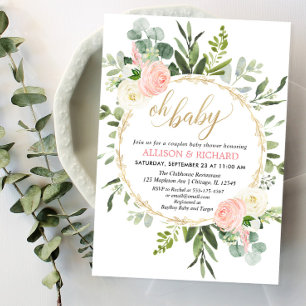 Invitation Sa verdure rose or élégant shower de bébé pour cou
