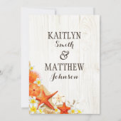 Invitation Sable Coquillages Floral Plage Rustique Mariage (Dos)