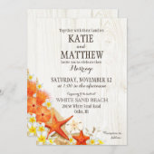 Invitation Sable Coquillages Floral Plage Rustique Mariage (Devant / Derrière)