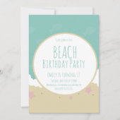 Invitation Sable de fête d'anniversaire de plage simple (Devant)