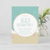 Invitation Sable de fête d'anniversaire de plage simple (Debout devant)