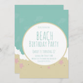 Invitation Sable de fête d'anniversaire de plage simple (Devant / Derrière)