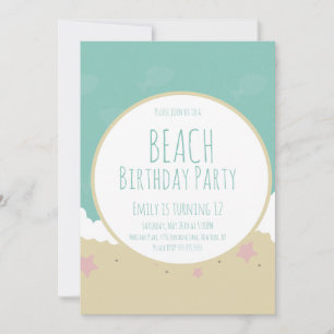 Invitation Sable de fête d'anniversaire de plage simple