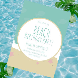 Invitation Sable de fête d'anniversaire de plage simple 