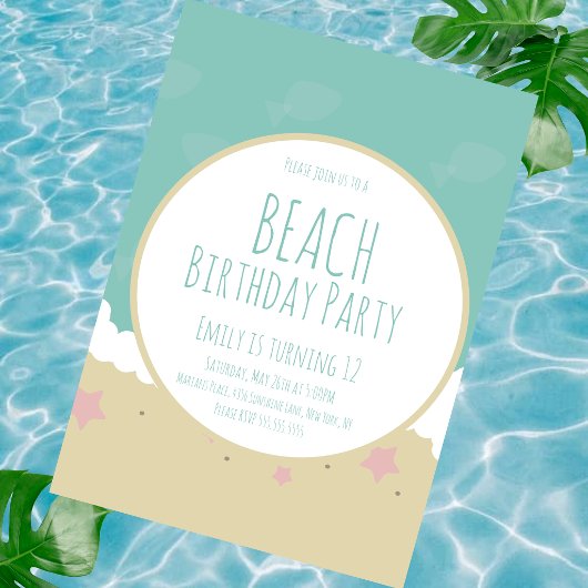 Invitation Sable de fête d'anniversaire de plage simple