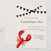 Invitation Sable de fête de bol de fruits de mer côtiers (Devant / Derrière)