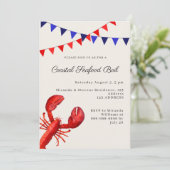 Invitation Sable de fête de bol de fruits de mer côtiers (Debout devant)