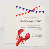 Invitation Sable de fête de bol de fruits de mer côtiers (Devant / Derrière)