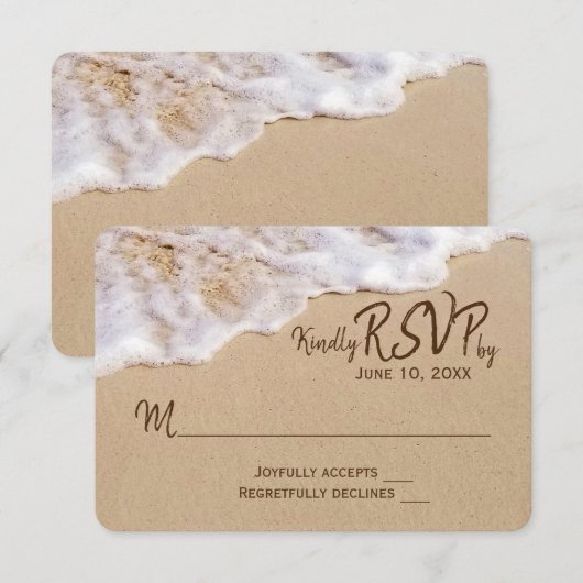 Invitation Sable de la plage océanique RSVP (Devant / Derrière)
