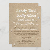 Invitation Sable de plage et Typographie blanche Mariage (Devant / Derrière)