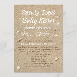 Invitation Sable de plage et Typographie blanche Mariage