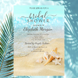 Invitation Sable de Plage Mer Coquillages Réception de Mariag
