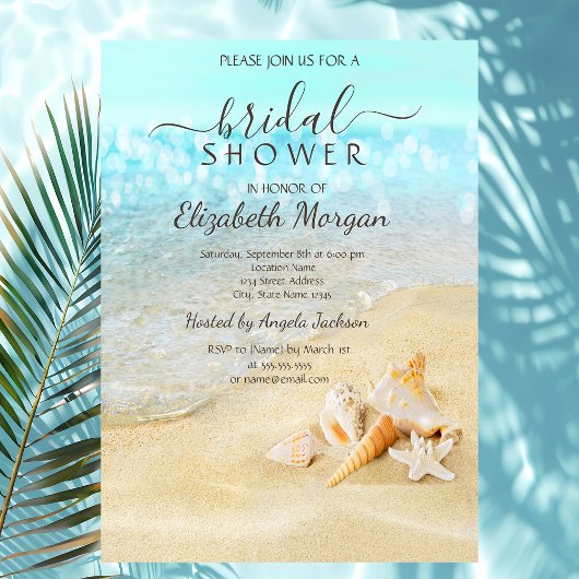 Invitation Sable de Plage Mer Coquillages Réception de Mariag