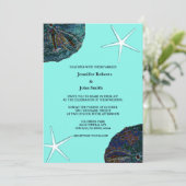 Invitation Sable Dollar Abstrait Sea Shells Turquoise Beach W (Debout devant)