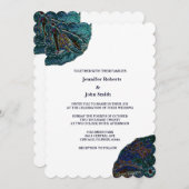 Invitation Sable Dollar Art Abstrait Bleu Blanc Plage Mariage (Devant / Derrière)