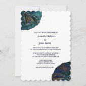 Invitation Sable Dollar Art Abstrait Bleu Blanc Plage Mariage (Devant)