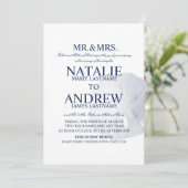 Invitation Sable Dollar Mariage Marine Bleu (Debout devant)