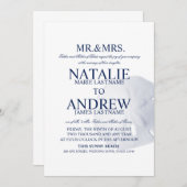Invitation Sable Dollar Mariage Marine Bleu (Devant / Derrière)