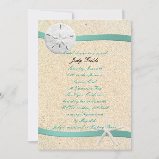 Invitation Sable Dollar Plage Mariage Douche nuptiale Invitat (Devant)