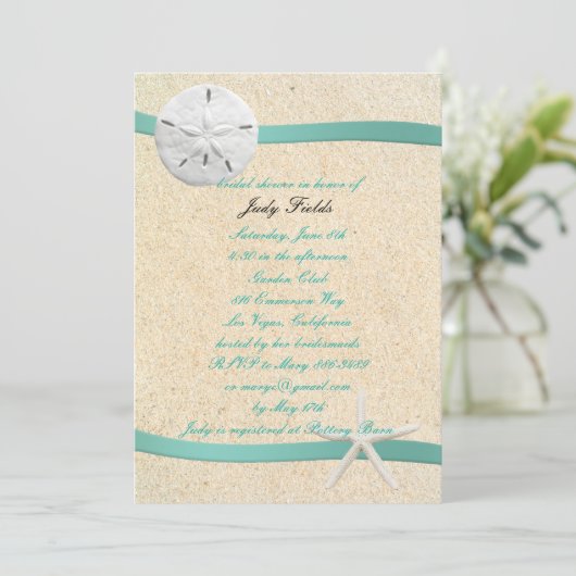 Invitation Sable Dollar Plage Mariage Douche nuptiale Invitat (Debout devant)