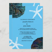 Invitation Sable Dollar Sea Shells Abstrait Blue Beach Weddin (Devant / Derrière)