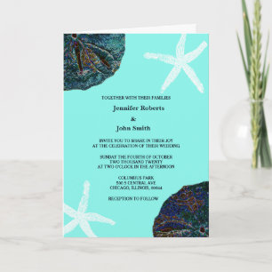 Invitation Sable Dollar Sea Shells Turquoise Abstrait Beach W