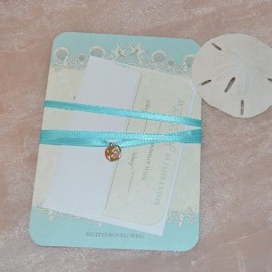 Invitation Sable et étoiles Shell Garland Mariage