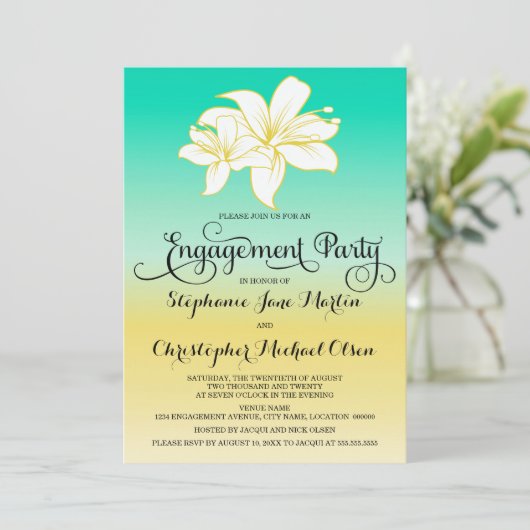 Invitation Sable et mer Hibiscus Couleur Ombre Partie d'engag (Debout devant)