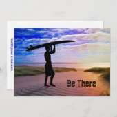 Invitation Sable et nuages de surfer de coucher du soleil (Devant / Derrière)