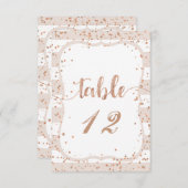 Invitation Sable et Rose Gold Mariage Numéros de tableau (Devant / Derrière)