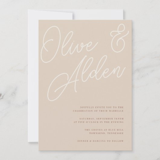 Invitation Sable | Mariage de filigrane de script (Devant)