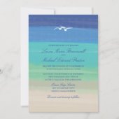 Invitation Sable, mer et mouettes | Mariage océanique peint (Devant)