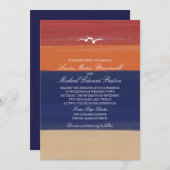 Invitation Sable, mer et mouettes peints d'automne | épousant (Devant / Derrière)