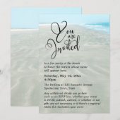 Invitation Sable ondulé Aqua Eau Photo Mariage moderne plage (Devant / Derrière)