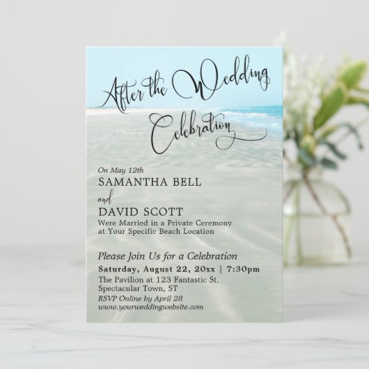 Invitation Sable ondulé Eau Aqua Après l'événement de mariage (Debout devant)