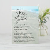 Invitation Sable ondulé Eau aqua Photo Mariage moderne plage (Debout devant)