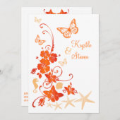 Invitation Sable, orange, blanc Tropical Beach Post Mariage 2 (Devant / Derrière)