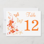 Invitation Sable, Orange, Table Numéro de Plage Tropicale Bla (Dos)