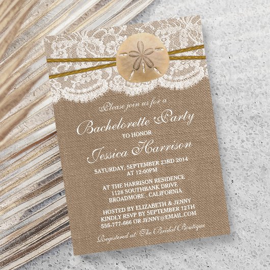 Invitation Sable Rustique Dollar Beach Bachelorette Party