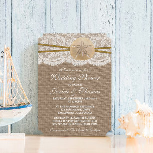 Invitation Sable rustique Dollar Plage Mariage Douche