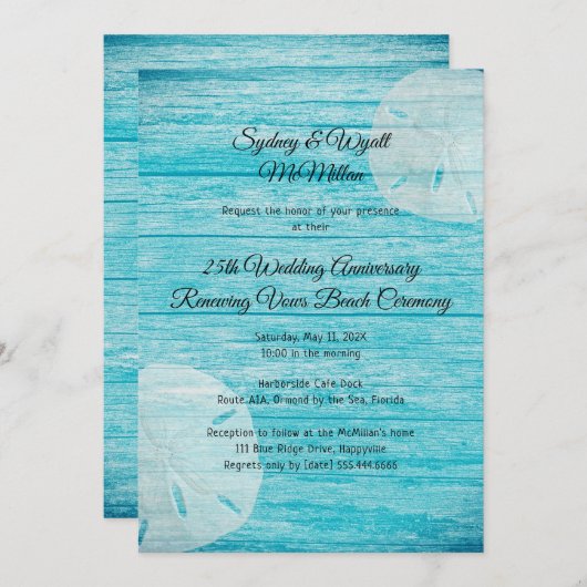 Invitation Sable Rustique Dollars Vow Renouvellement Cérémoni (Devant / Derrière)