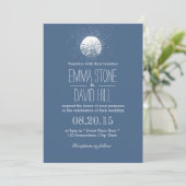 Invitation Sable simple Dollar Marine Blue Beach Mariage (Debout devant)