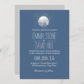 Invitation Sable simple Dollar Marine Blue Beach Mariage (Devant / Derrière)
