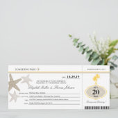 Invitation Sable Starfish Buttercream Palm Tree Boarder Pass (Debout devant)